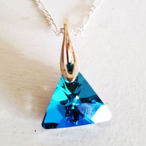 Bermuda Blue Triangle Crystal Pendant 204