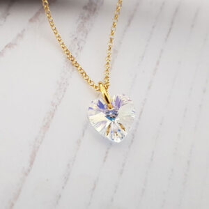 Gold Heart Aurora Borealis Crystal Pendant 316