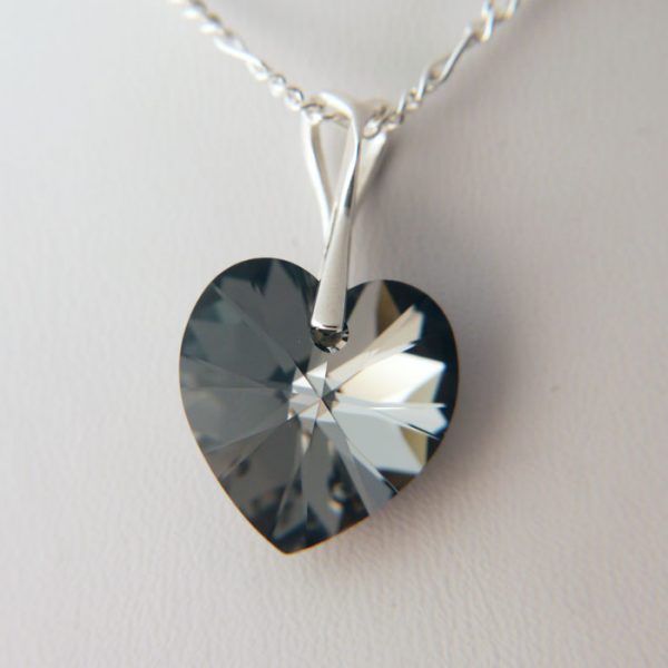 Grey Black Crystal Heart Pendant EXDISPLAY 319