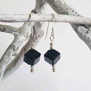 Black Cube Swarovski Crystal Drop Earrings 106