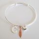 April Bangle Initial Feather Charm