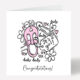 Vintage New Baby Card Pink 167