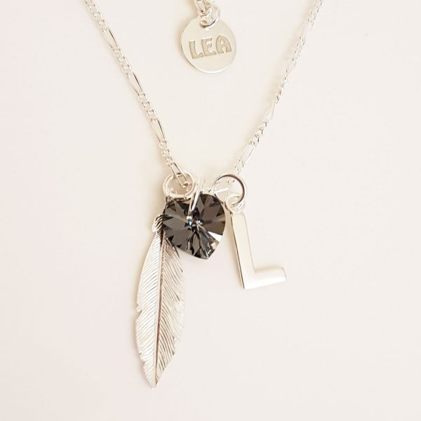 Initial Feather Heart Necklace 396