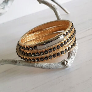 Leather Rose Gold Swarovski Bracelet