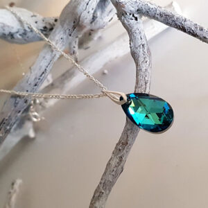 Bermuda Blue Crystal Pear Pendant 202