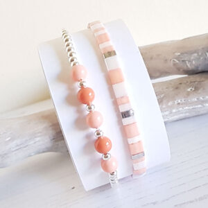 Dainty Coral & Tila Bracelet Set