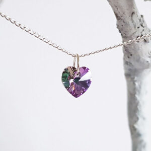 Lilac Pink Crystal Heart Pendant 424