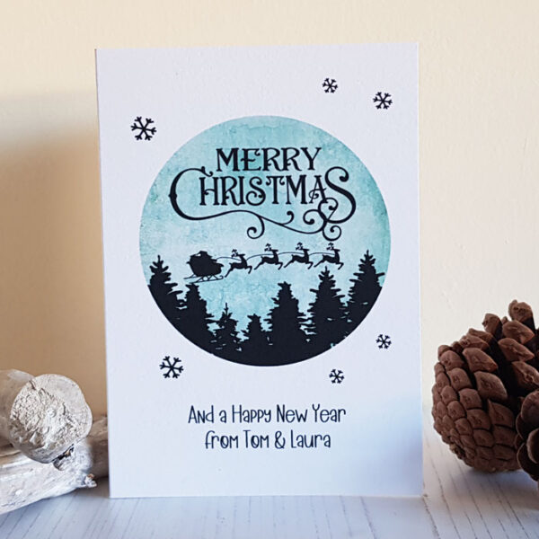 Personalised Merry Christmas Silhouette Card 10 pack