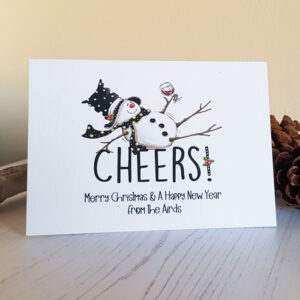 Personalised Snowman Cheers Christmas Cards 10 pack