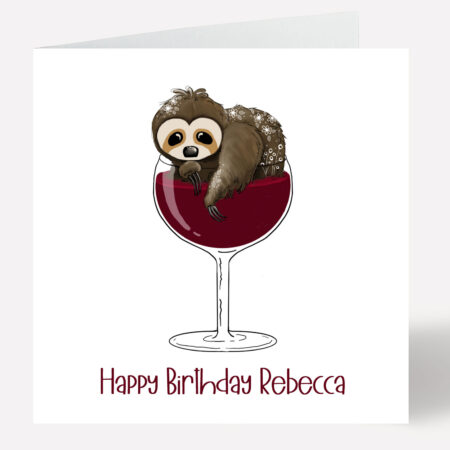Sloth Wine Birthday Card 340