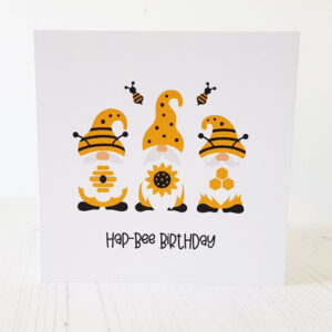 Personalised Happy Bees Gnomes Birthday Card 377Birthday Bees Gnomes Card