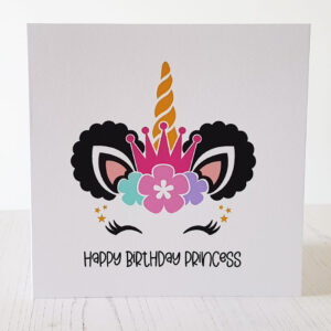 Personalised Unicorn Princess Happy Birthday CardUnicorn Princess Birthday Card 383