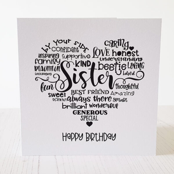 Sister Happy Birthday Heart CardSister Happy Birthday Card 402