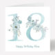 18th Birthday Card Personalised Blue Floral Auntie Sister Friend or just Happy Birthday Any Age