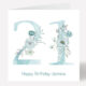 21st Birthday Card Personalised Blue Floral Auntie Sister Friend or just Happy Birthday Any Age