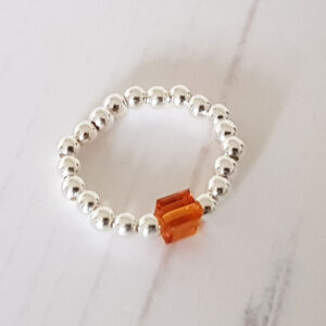 Birthstone Topaz Sterling Silver 925 Stacking Ring Stretch November