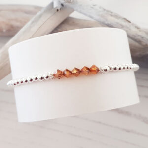 Birthstone Bracelet November Topaz Swarovski Crystal Sterling Silver
