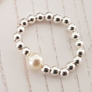 Pearl Sterling Silver 925 Stacking Ring Stretch