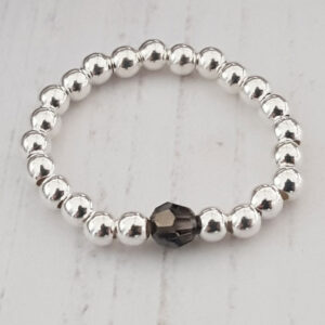 Stacking Ring Black Diamond Sterling Silver 925 Stretch