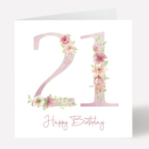 21st Pink Floral Birthday Card