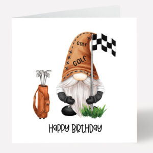 Happy Birthday Card Gnome Golf