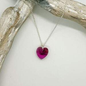 Fuchsia Swarovski Crystal Heart Pendant 506