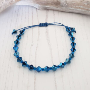 Metallic Blue Crystal Friendship Style Bracelet