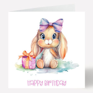 Bunny Girl Birthday Card Personalised