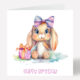 Bunny Girl Birthday Card Personalised