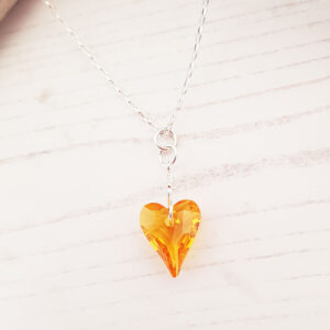 Yellow Sunshine Crystal Heart Pendant 521