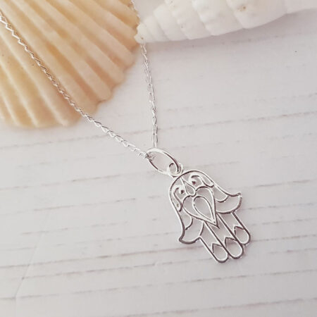 Hamsa Hand Sterling Silver Necklace 543