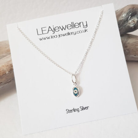 Evil Eye Charm Necklace Sterling Silver 524