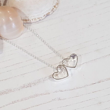 Sterling Silver Double Heart Necklace 476
