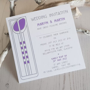 Charles Rennie Mackintosh Style Wedding Invitation 897