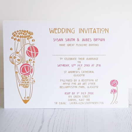 Charles Rennie Mackintosh Style Wedding Invitation 899