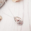 Gold Patina Pear Crystal Necklace 253