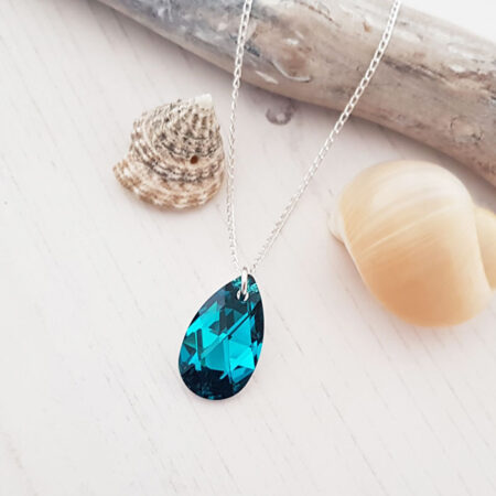 Amazing Blue Zircon Crystal Necklace, gift for her