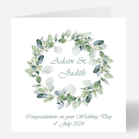 Eucalyptus Personalised Wedding Day Card 709
