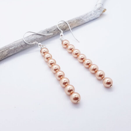 Rose Gold Pearl Long Earrings 341