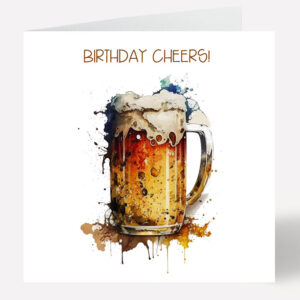 Personalised Watercolour Beer Glass Birthday Card 678