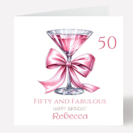 Personalised 50th Birthday Card for Her Cocktail 50th birthday card Fifty Fabulous 878