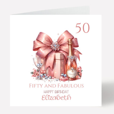 50th Champagne Birthday Card 879