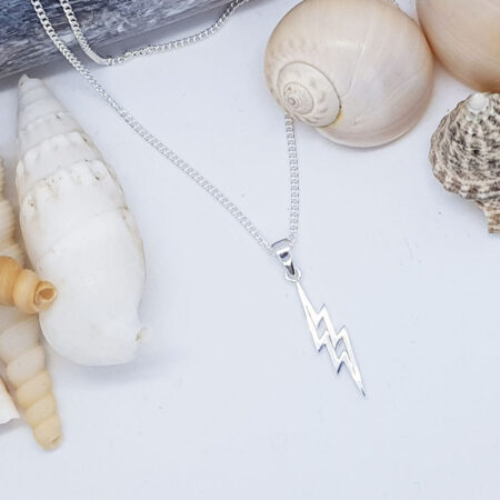 Lightening Bolt Silver Necklace 559