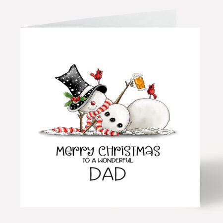 Dad Funny Christmas Card Snowman Beer 786
