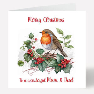 Mum Dad Robin Christmas Card 759