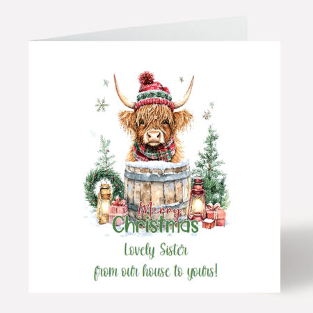 Sister Highland Cow Christmas Card 770