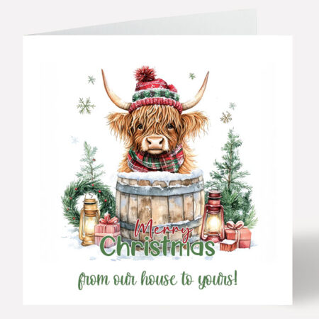 Highland Cow Christmas Card 785