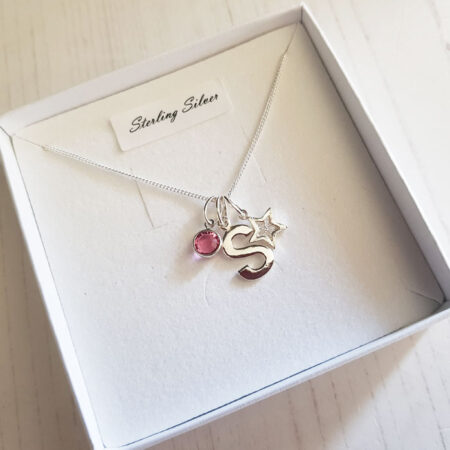 Initial Birthstone Star Necklace 581