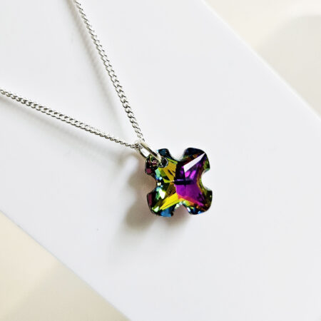 Rainbow Swarovski Crystal Cross Pendant 582