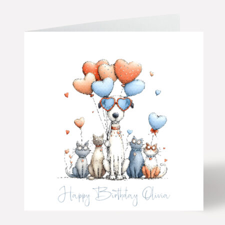 Dog Cats Happy Birthday Card 979